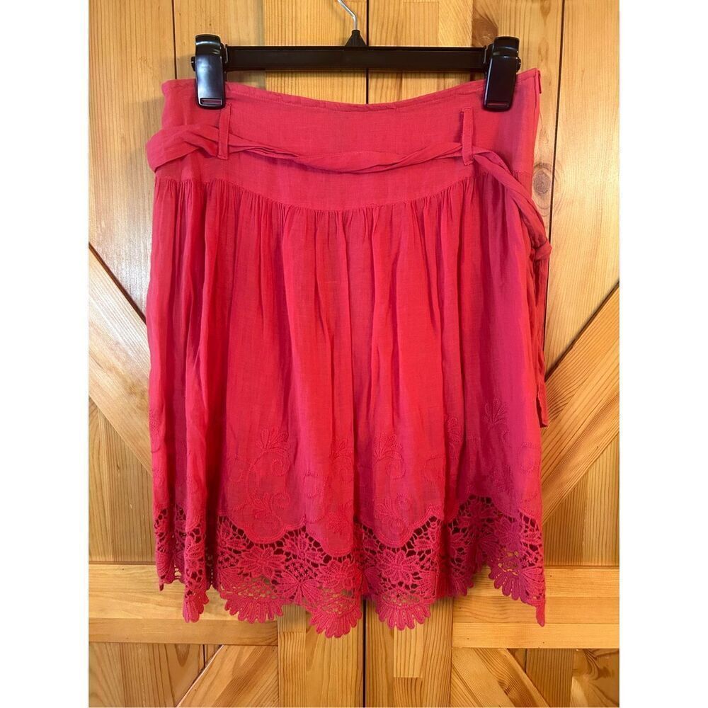 NAF NAF Skirt US 6 Womens Coral Side Zip Waist Tie nwt (4143)